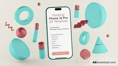 Floating Phone 16 Pro Screen Mockup Template Video Displays template preview