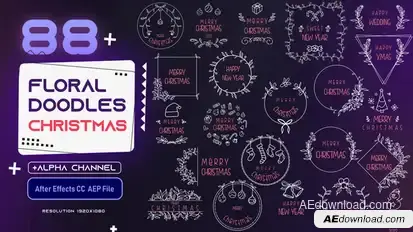 Floral Doodles Pack - Christmas Video Displays template preview