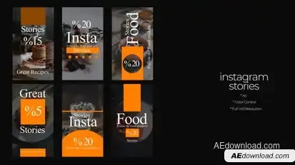 Food Instagram Stories Premiere Pro template preview
