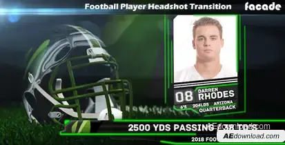 Football Player Headshot Transition Video Displays template preview