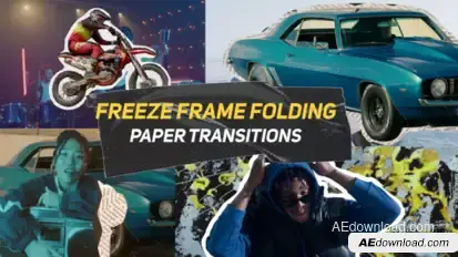 Freeze Frame Folding Paper Transitions || MOGRT Premiere Pro template preview