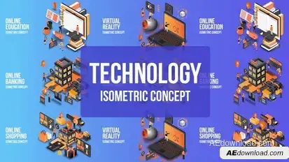 Future Technology - Isometric Concept Video Displays template preview