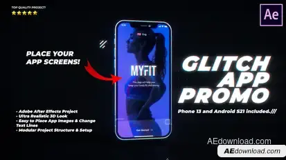 Glitch App Promo - Dynamic & Modern Mobile App Mockup Demonstration Video Video Displays template preview