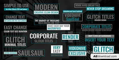 Glitch Corporate Titles Video Displays template preview