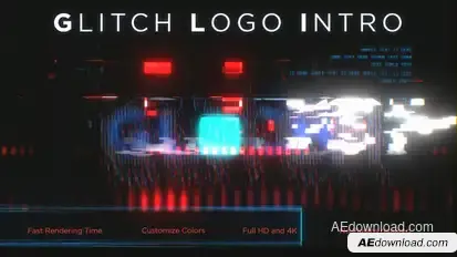 Glitch Logo Intro Video Displays template preview