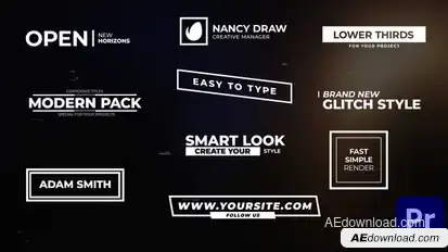 Glitch Noise Digital Lowerthirds Titles Pack Premiere Pro template preview