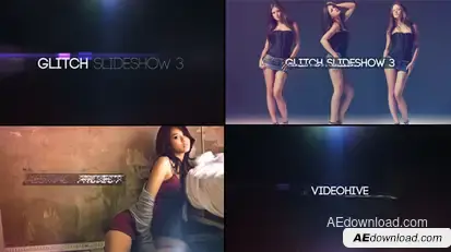 Glitch Slideshow 3 Video Displays template preview