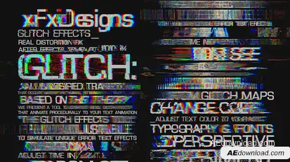 Glitch Text Effects Toolkit + 30 Title Animation Presets Video Displays template preview