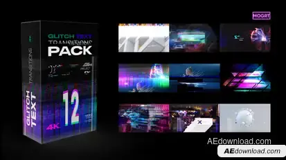 Glitch Text Transitions Pack 12 | MOGRT Premiere Pro template preview