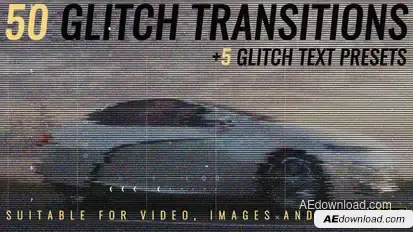 Glitch Transitions Video Displays template preview