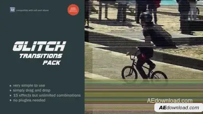 Glitch Transitions Pack Video Displays template preview