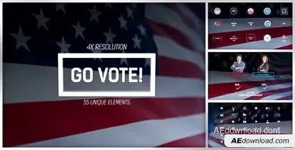Go Vote/ USA Election/ Republicans and Democrats/ Flag of America President Senate/ Independence Day Video Displays template preview
