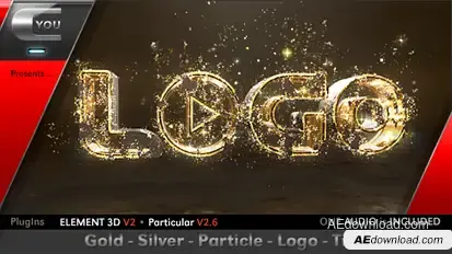 Gold Silver Particle Logo Title Video Displays template preview