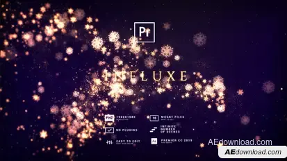 Golden Snowflakes Flow Titles MOGRT Premiere Pro template preview