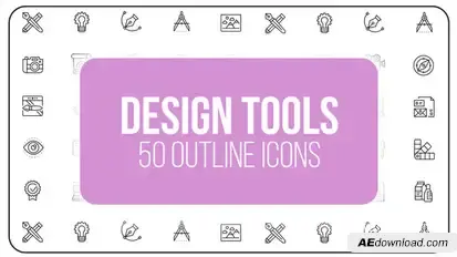 Graphic and Design Tools - 50 Thin Line Icons Video Displays template preview