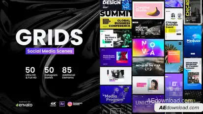 Grids - Social Media Scenes Video Displays template preview