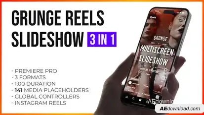 Grunge Grid Multiscreen Slideshow Reels and Stories | Premiere Pro Premiere Pro template preview