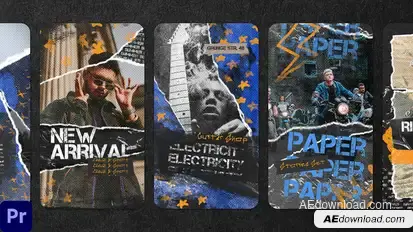 Grunge Paper Stories MOGRT Premiere Pro template preview