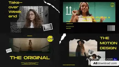 Grunge Slides Mogrt Premiere Pro template preview