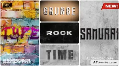 Grunge Texture Backgrounds & Typography Collection MOGRT Premiere Pro template preview