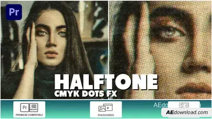 Halftone CMYK Dots FX I Premiere Premiere Pro template preview