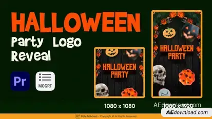 Halloween Party Logo Reveal For Premiere Pro Premiere Pro template preview