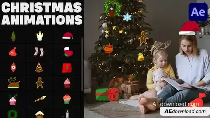 Hand-Drawn Christmas Icons for After Effects Video Displays template preview