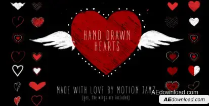 Hand Drawn Hearts Video Displays template preview