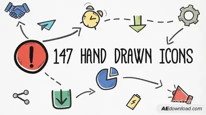 Hand-drawn Icons Pack Video Displays template preview