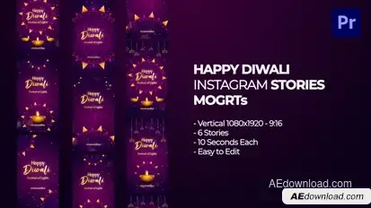 Happy Diwali Instagram Stories MOGRT Premiere Pro template preview
