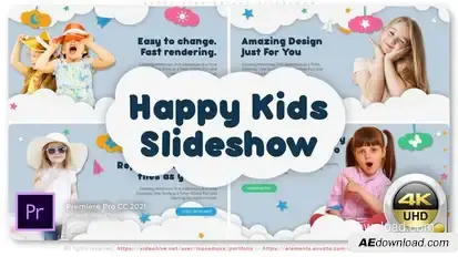 Happy Kids Bright Slideshow Premiere Pro template preview