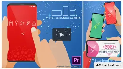 Happy New Year Mobile Phones Video Displays template preview
