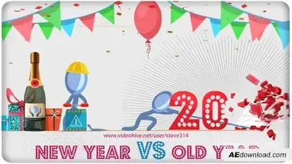 Happy New Year vs Bad Old Year - Humorous Greetings Video Displays template preview