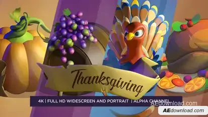 Happy Thanksgiving 3D Video Displays template preview