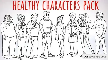 Healhty Lifestyle - Sport, Fitness, Medicine Characters - Doodle Whiteboard Animation Video Displays template preview