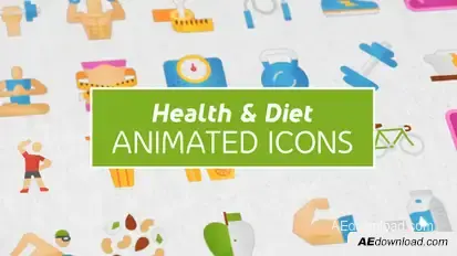 Health & Diet Modern Flat Animated Icons Video Displays template preview