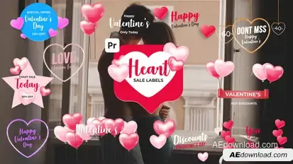 Heart Sale Labels for Premiere Pro Premiere Pro template preview