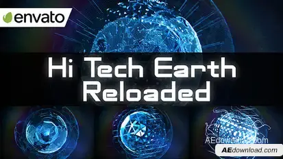 Hi Tech Earth Reloaded / Element 3D Video Displays template preview