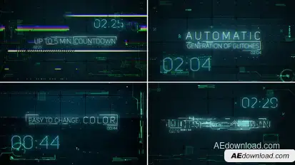 Hi-Tech Glitches (Countdown and Titles) Video Displays template preview