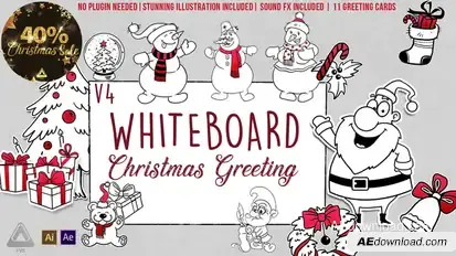 Holidays Whiteboard Greetings Pack v4.3 Video Displays template preview