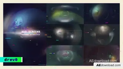 HUD Screens/ UI Display/ Sci-Fi Interface/ FUI/ Hi-Tech Titles/ Planet Earth/ Drone View/ Future/ TV Video Displays template preview