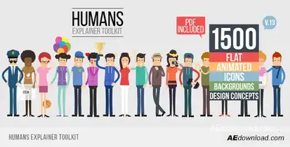 Humans Explainer Toolkit Video Displays template preview
