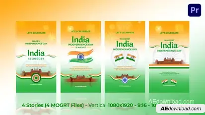 India Independence Day Celebration Stories MOGRT Premiere Pro template preview
