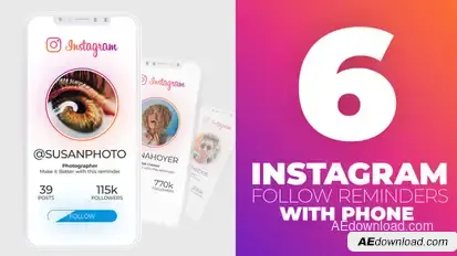 Instagram Follow Reminder With Phone Video Displays template preview