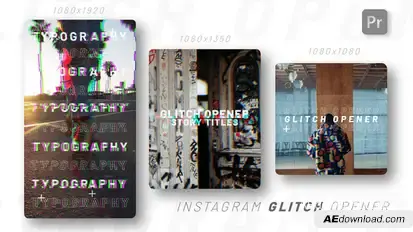 Instagram Glitch Opener Premiere Pro template preview