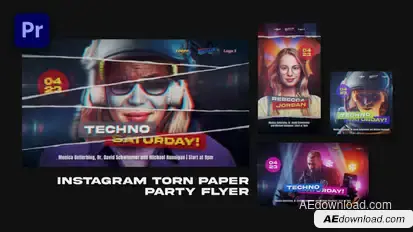 Instagram Torn Paper Party Flyer | Premiere Pro Premiere Pro template preview