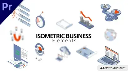 Isometric Business Elements Premiere Pro template preview