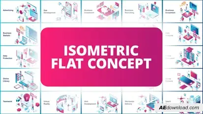 Isometric Flat Concept Video Displays template preview
