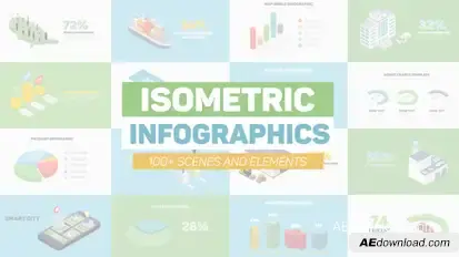 Isometric Infographics Video Displays template preview