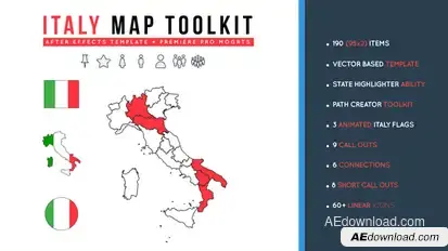Italy Map Toolkit Video Displays template preview